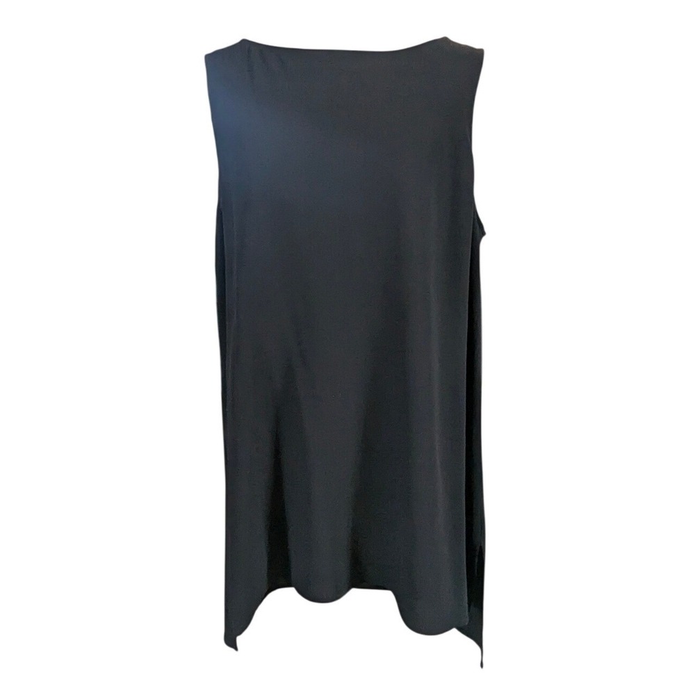 Eileen Fisher Tank Top Women Medium Black Silk Sleeveless Tunic Minimalist‎ Luxe